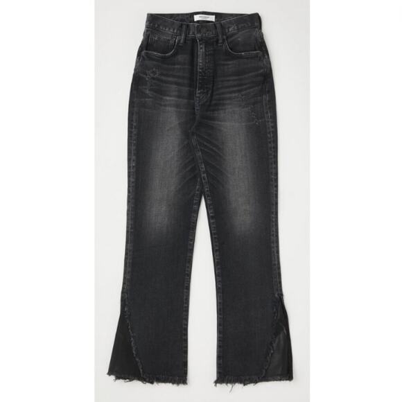 Moussy Jeans Black Alhambra Flare Distressed High Rise Faded Leather Size 30 - Picture 3 of 16